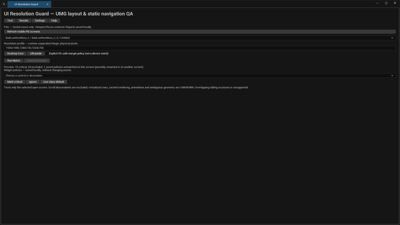 Media 1 for listing UI Resolution Guard: Unreal UI Testing Tool