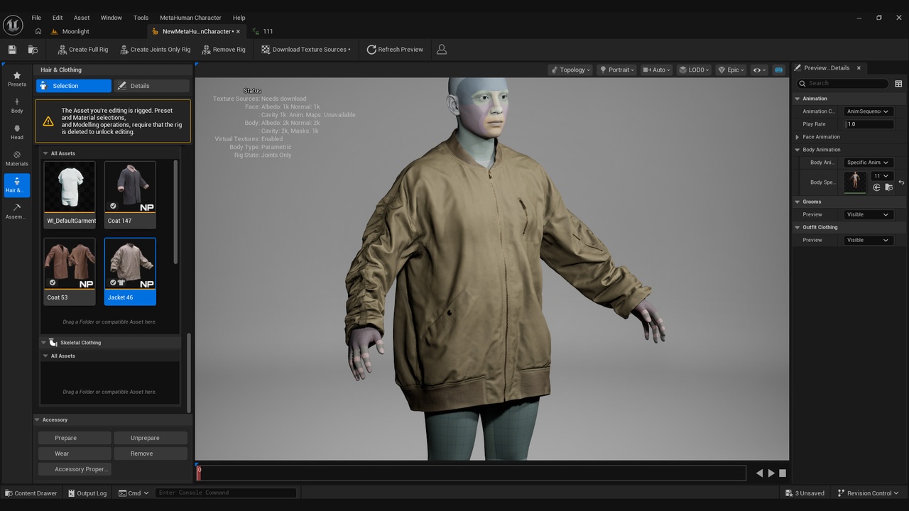 Media 1 for listing 3D Coats Collection for Metahumans 1 - MHPKG