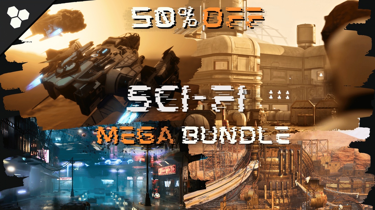 商品 Sci-Fi Mega Bundle (SciFi Outpost, Spaceship, Cyberpunk City, Desert Town,SciFi) 的媒体 1
