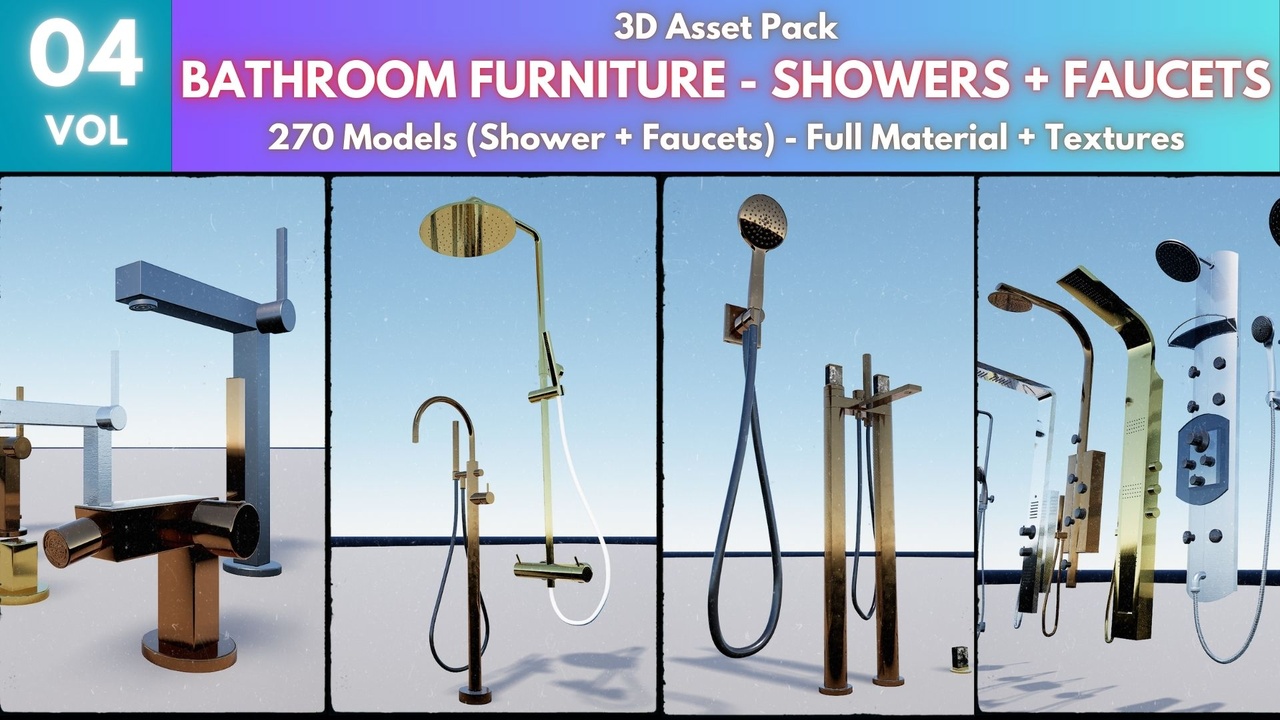 الوسائط 1 للقائمة BATHROOM FURNITURE VOL 4 - Showers + Faucets Collection