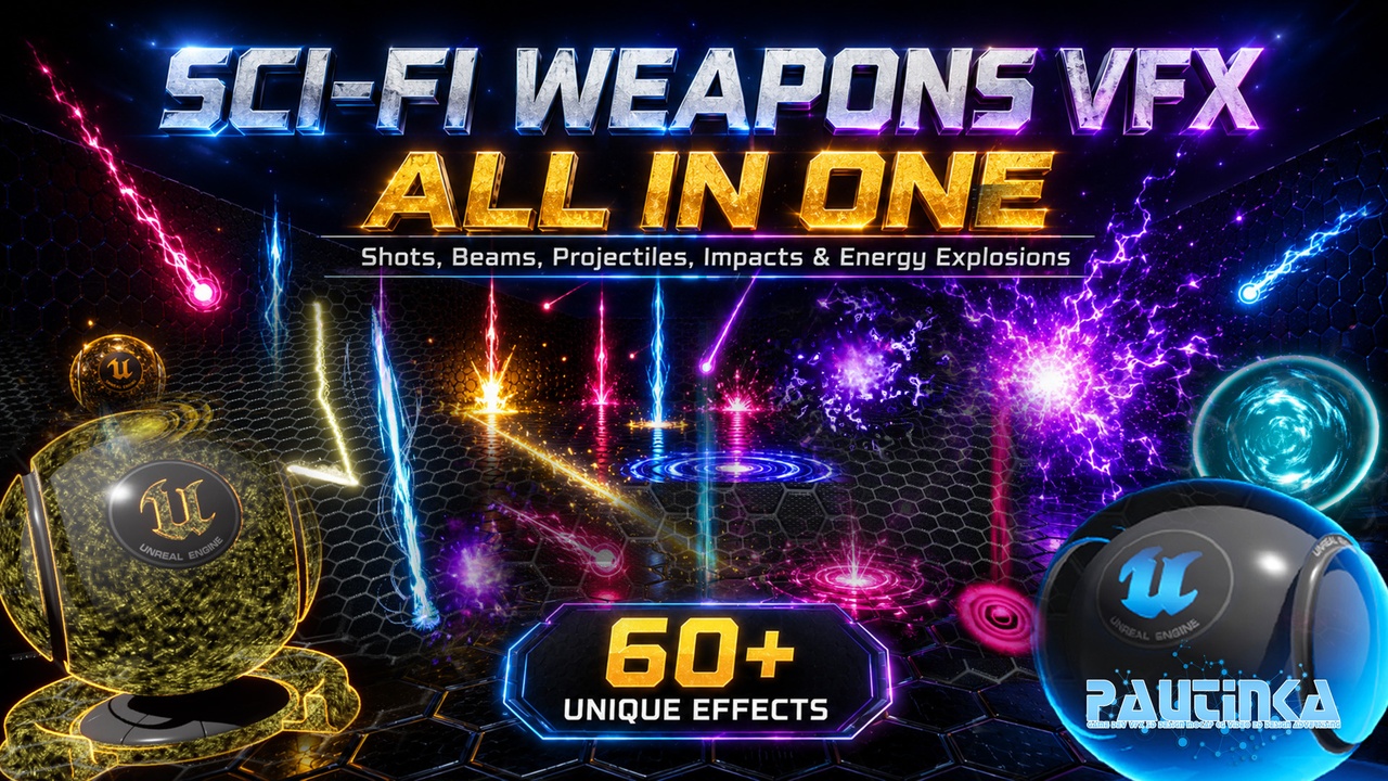 Media 1 for listing Sci-Fi Weapons VFX All In One — Shots, Lasers, Beams, Projectile, Impacts & more