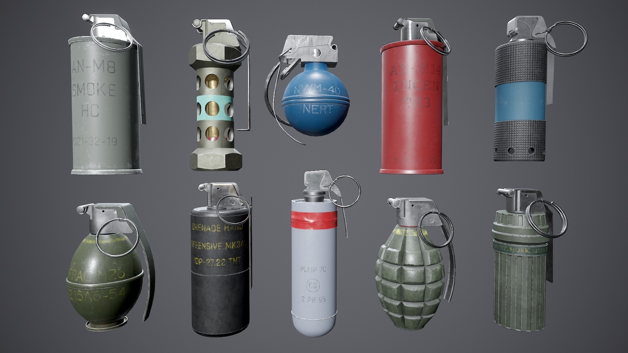 Pack of various grenades | Fab