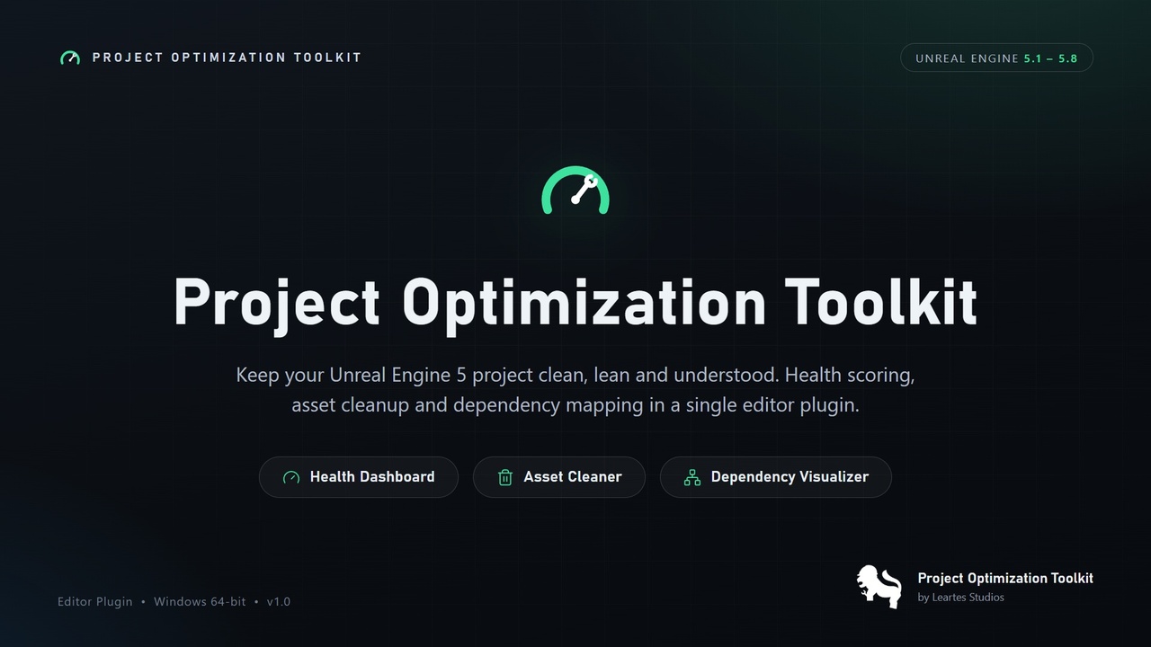 Media 1 for listing Project Optimization Toolkit POT (Performance Optimization, Asset Cleaner )