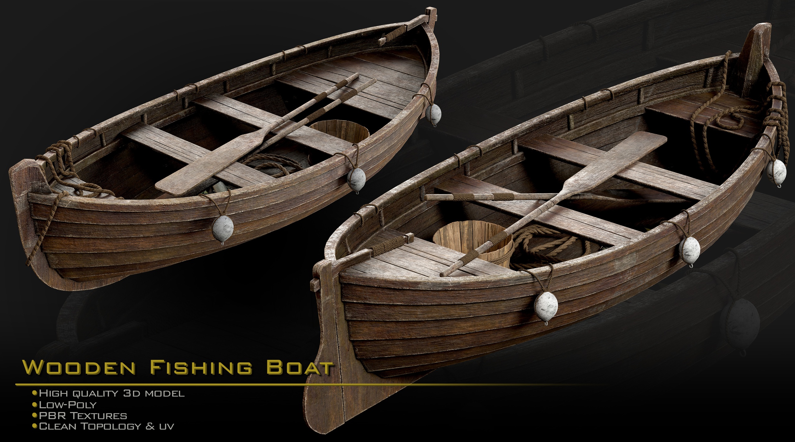 Media 1 for listing Wooden Fishing Boat Medieval Style/ Game Ready