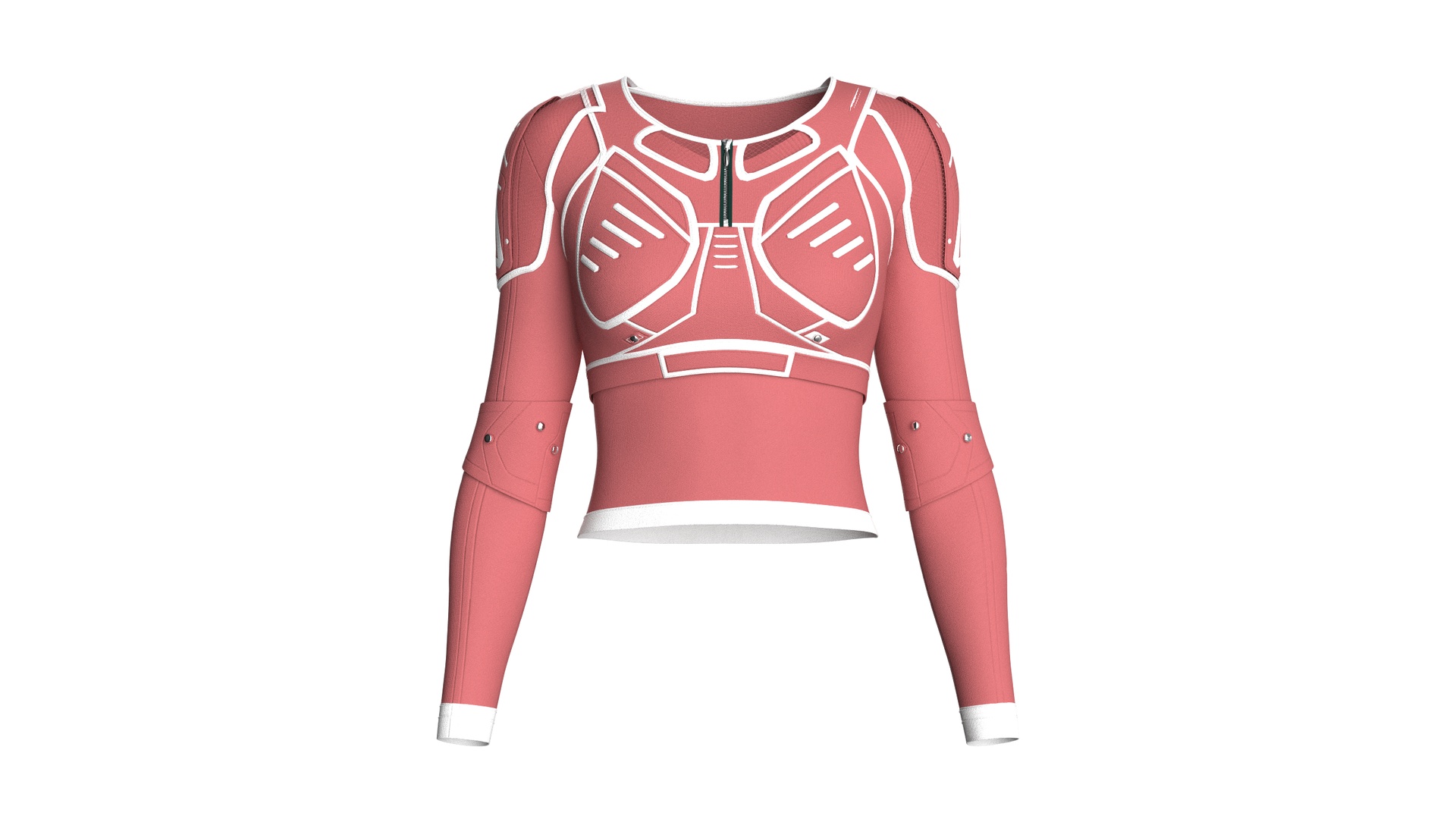 Media 1 for listing Girls Long - Sleeve Top With White Piping | High Poly