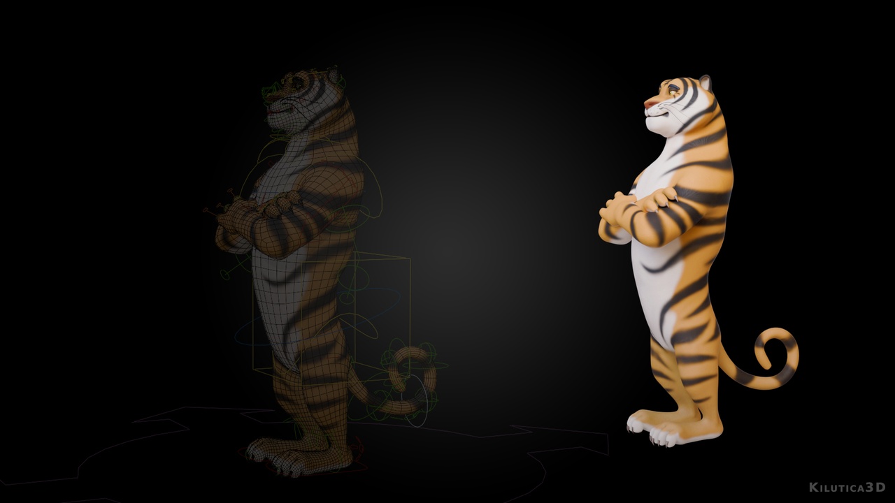 Media 1 for listing Biped Tiger Rigged 3D Model