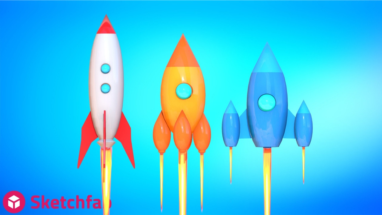 3 Stylized Space Rocket Pack | Fab