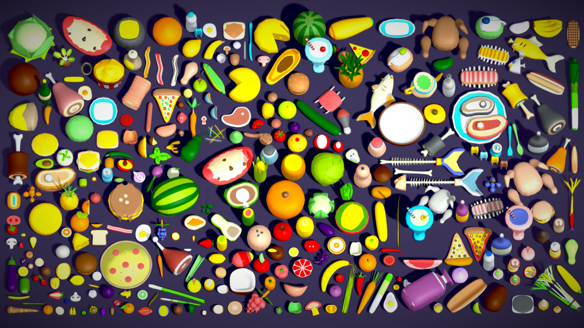 Food Pack - 310+ Foods Mega Pack - Low poly Vegetable Fruits Drink Veg ...