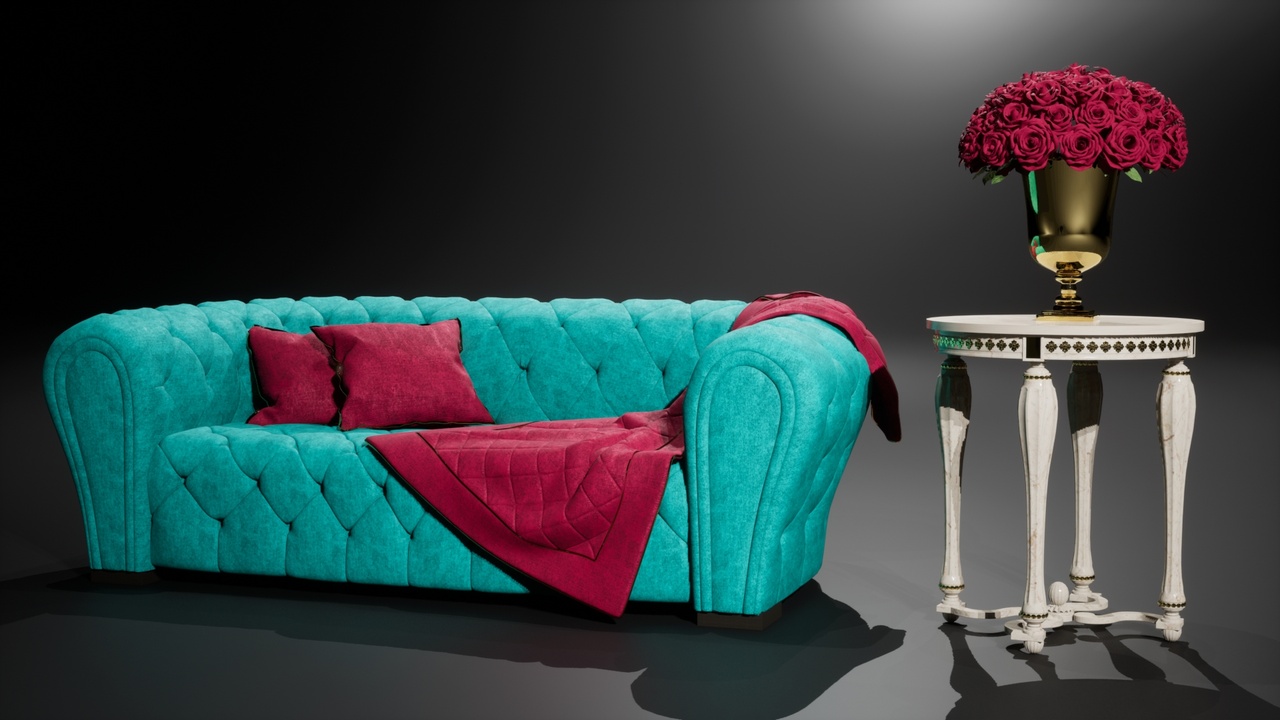 Media 1 for listing Turquoise Sofa - Asset Pack