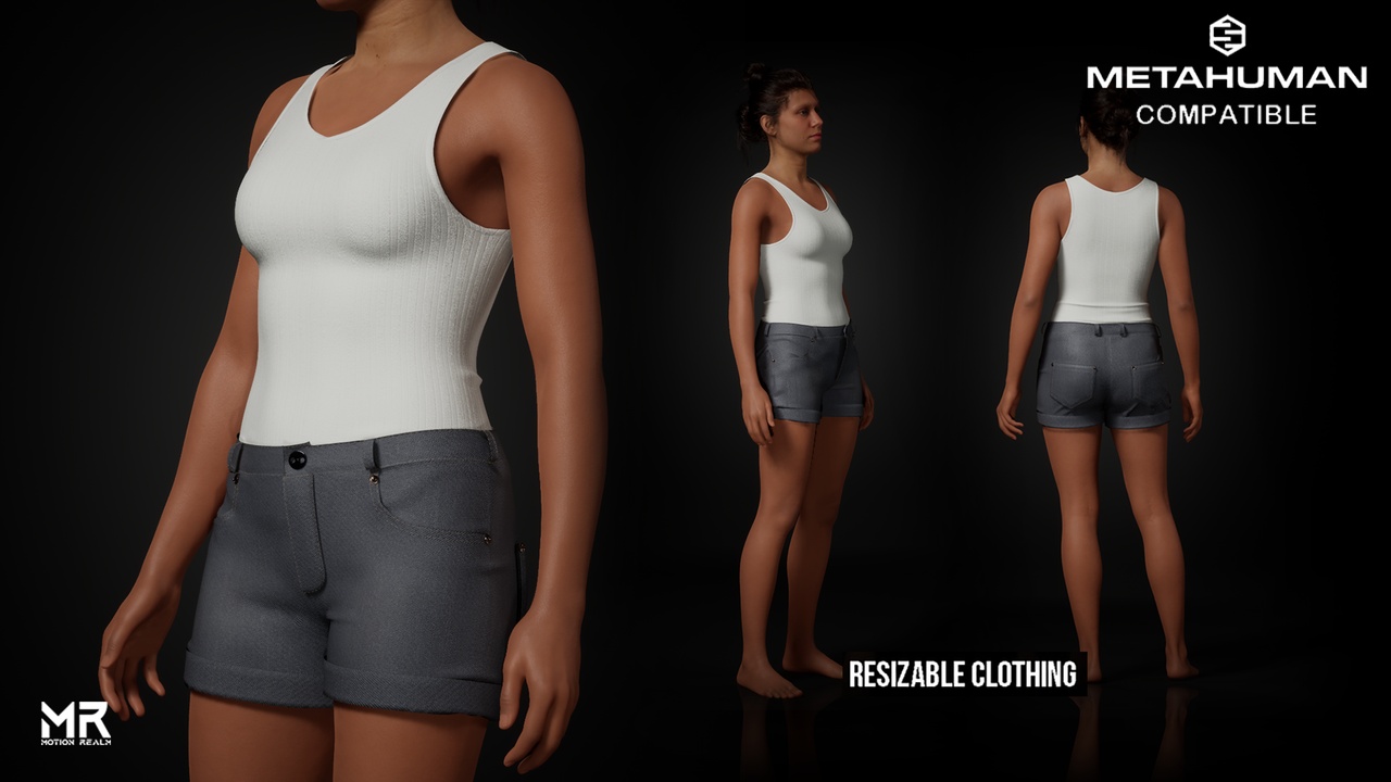 Media 1 for listing MetaHuman Outfit - Vest and Jean Shorts