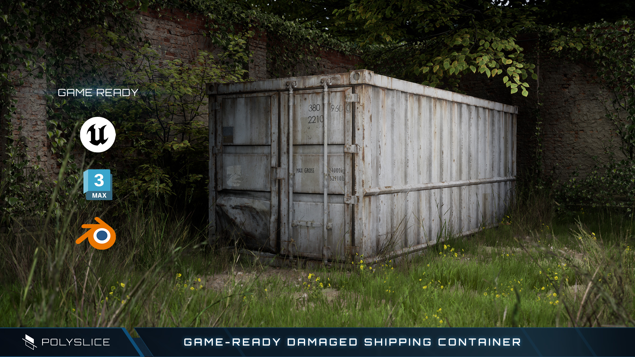 Smashed Alien Container Damaged Shipping Container – Game Ready PBR | 4 Color Variations ...