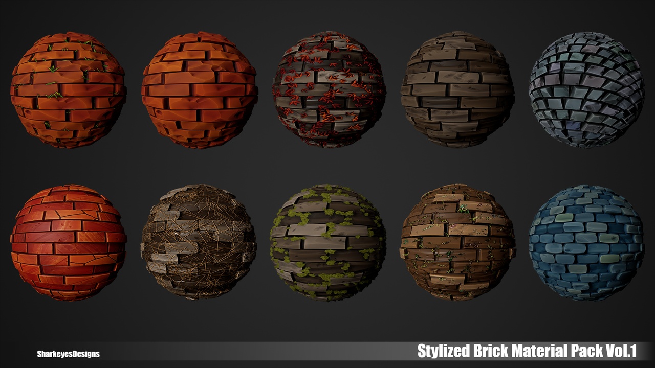 Media 1 for listing Stylized Brick Material Pack Vol.1