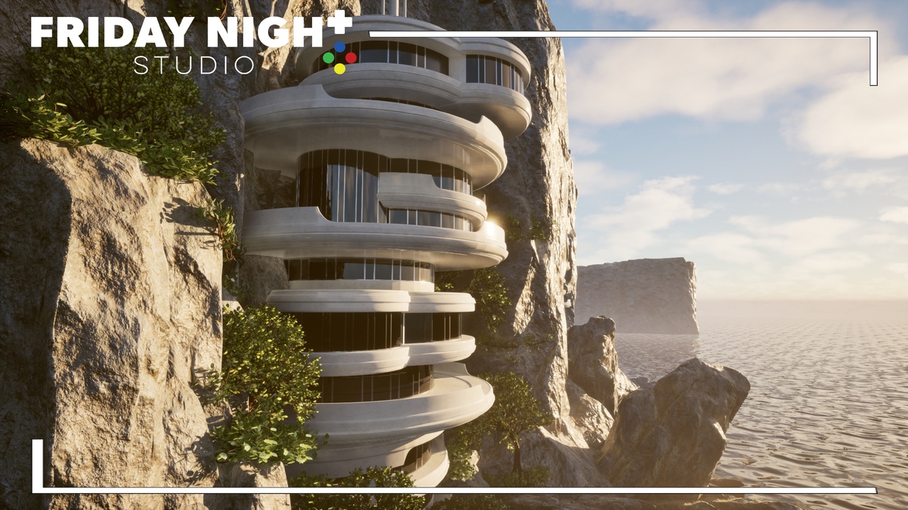 File multimediali per l'articolo Futuristic Cliffside Habitat – Modular Sci-Fi Environment: 1