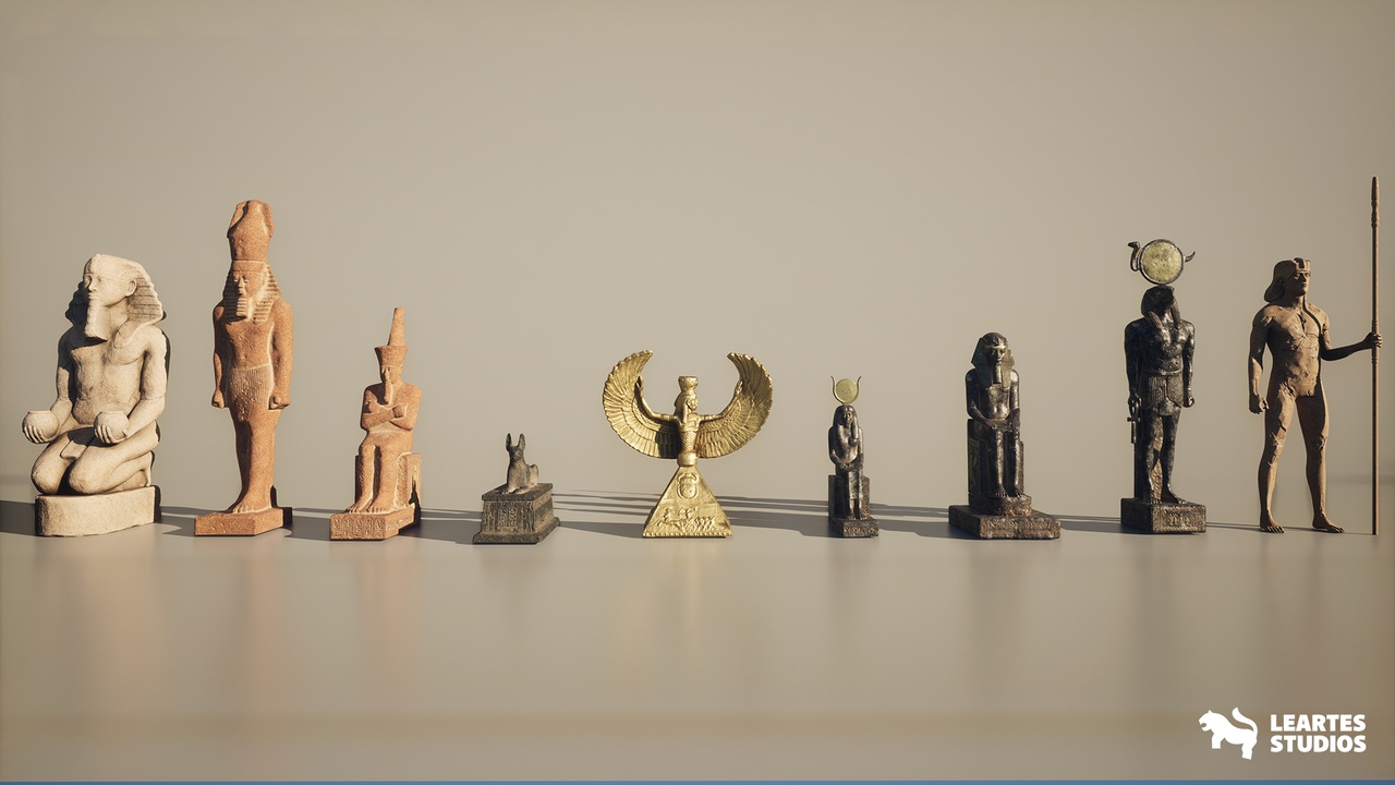 Media 1 for listing Egyptian Statues Pack ( Egyptian Statues Old Egypt Sculpt Ancient Old 3D Art )