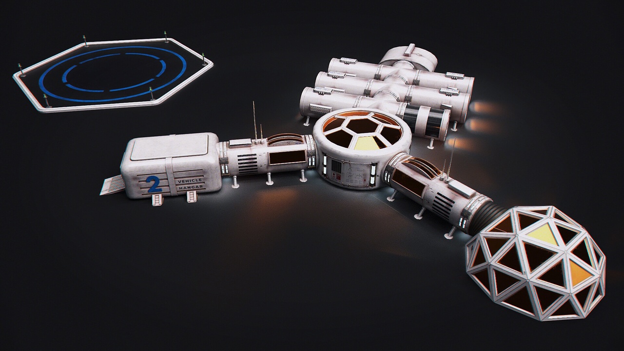 Media 1 for listing Modular Sci-Fi Planetary Base with Landing Pad Space Mars Colony