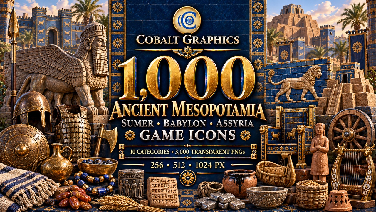 Media 1 for listing 1,000 Ancient Mesopotamia Icons | Sumer, Babylon & Assyria