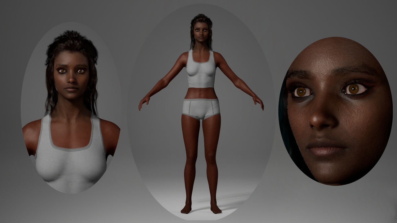 Media 1 for listing Editable MetaHuman tribal female character - Camille.With hair, no clothing incl