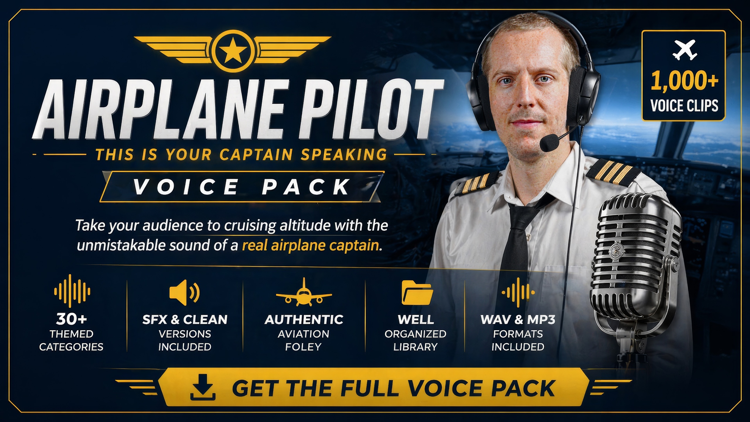 Media 1 for listing Airplane Pilot — This Is Your Captain Speaking (Voice Pack)