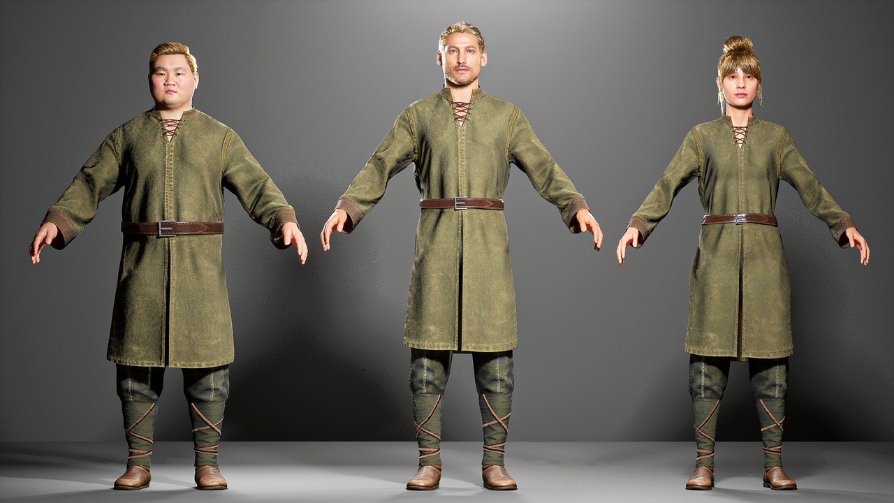 Media 1 for listing Medieval Green Woodsman Outfit for MetaHuman (Resizable | Full Outfit)