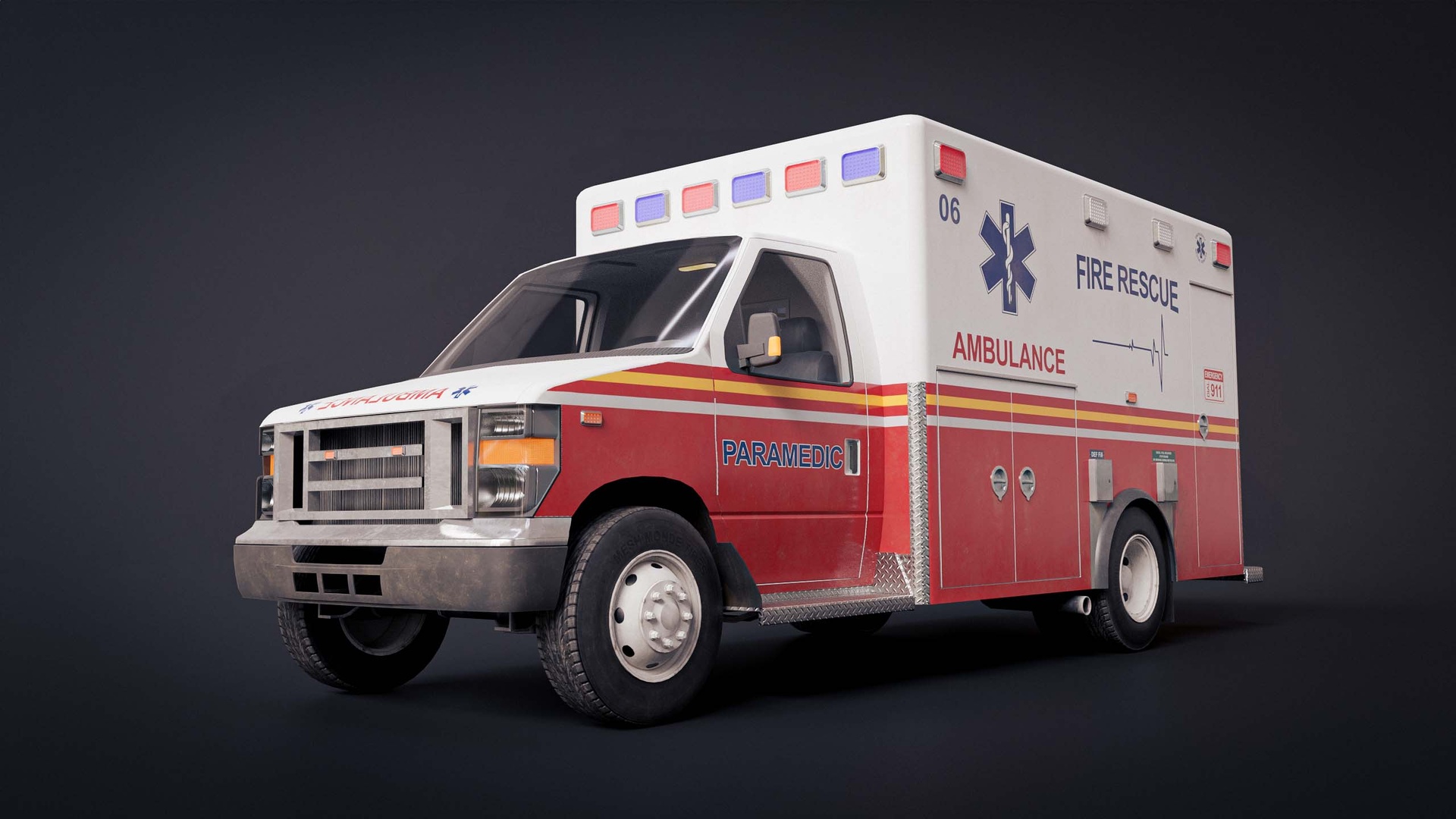 Media 1 for listing Ambulance 3D Model (with Interior) For Games & Cinematics