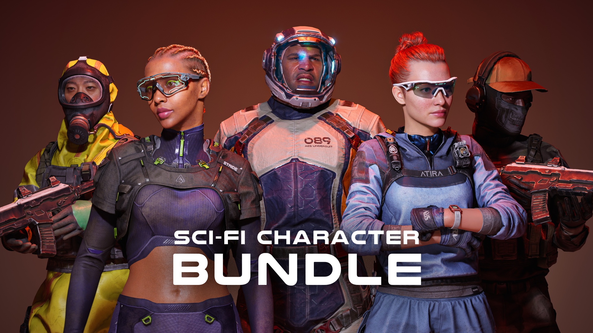 Media 1 for listing Sci-Fi Character Bundle – 5 Game-Ready Outfits for Metahumans