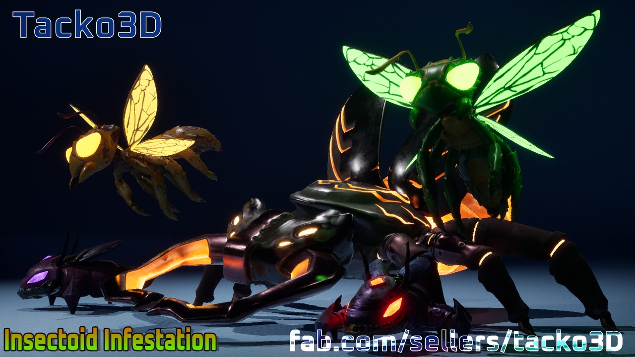 Media 1 for listing Insectoid Infestation Pack - Customizable Insects ( Roach Wasp and Beetle )