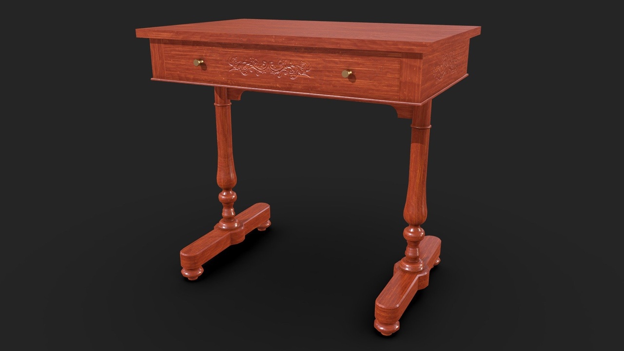 商品 Antique Carved Desk 的媒体 1