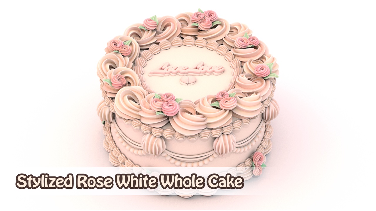 Media 1 for listing Stylized Rose White Whole Cake