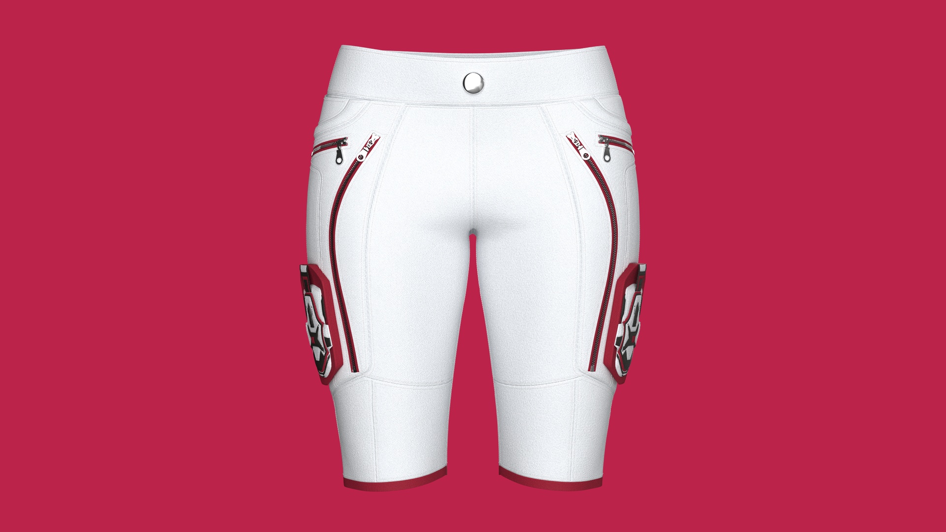 Media 1 for listing Girls White Shorts With Dual Curved Zip Pocket | High Poly