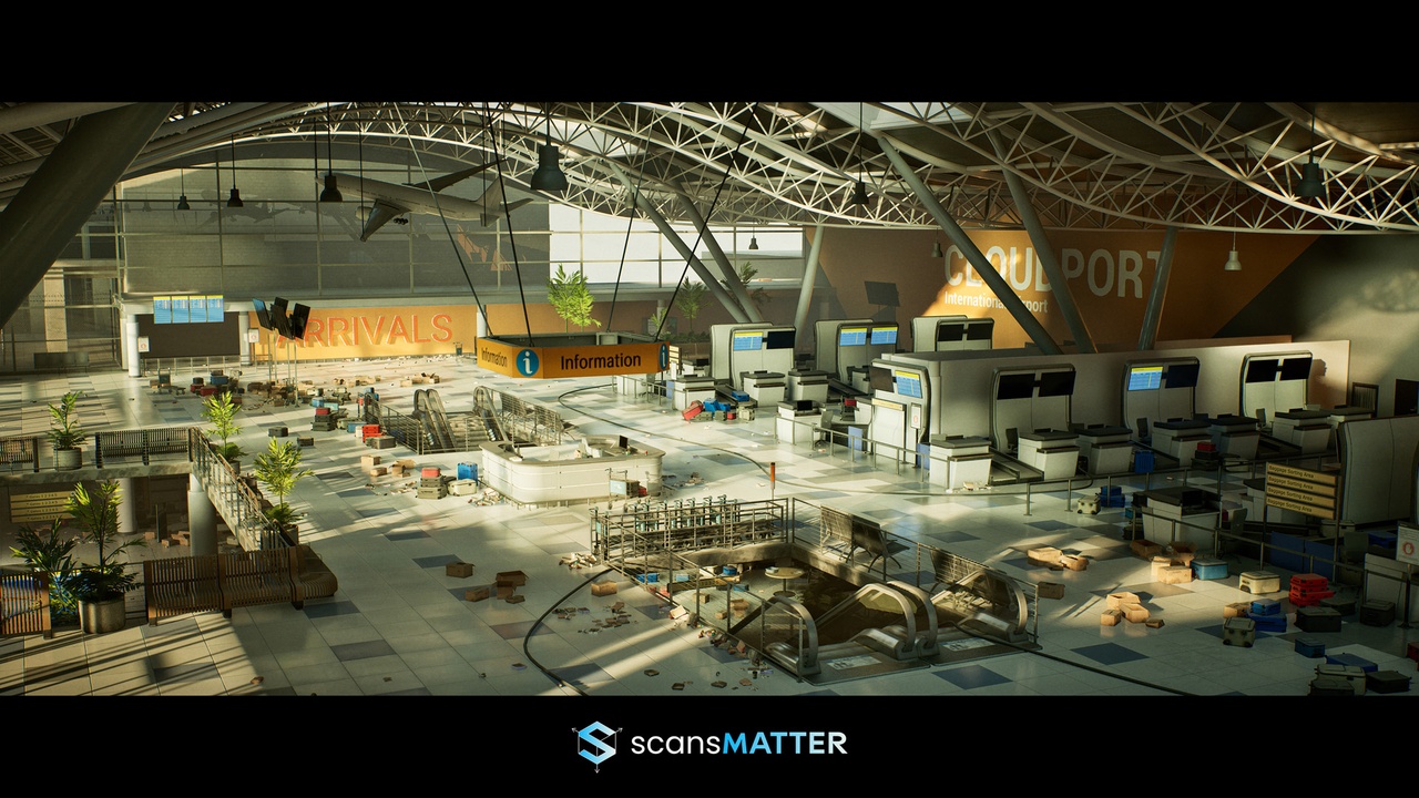 Media 1 for listing Large Scale Airport Environment, Security Room, Arrivals, Terminals, UE5