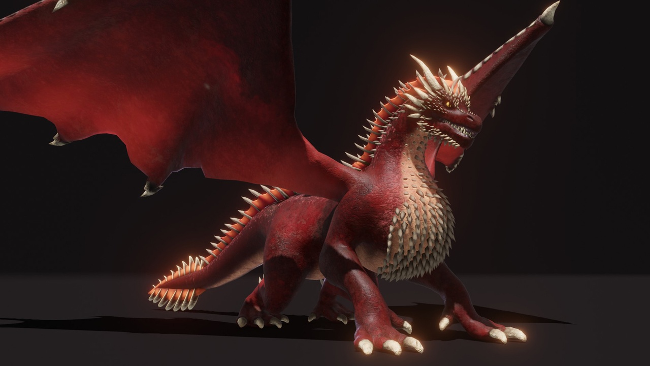 商品 Realistic Red Dragon Animated Low-poly 3D Model 的媒体 1