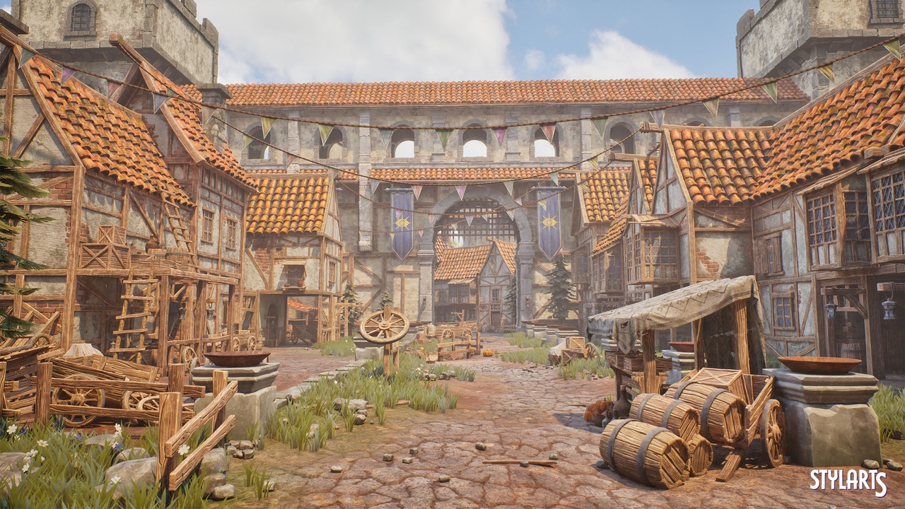 Media 1 for listing Stylized Medieval Castle Village ( Castle Castle Village Medieval Medieval )