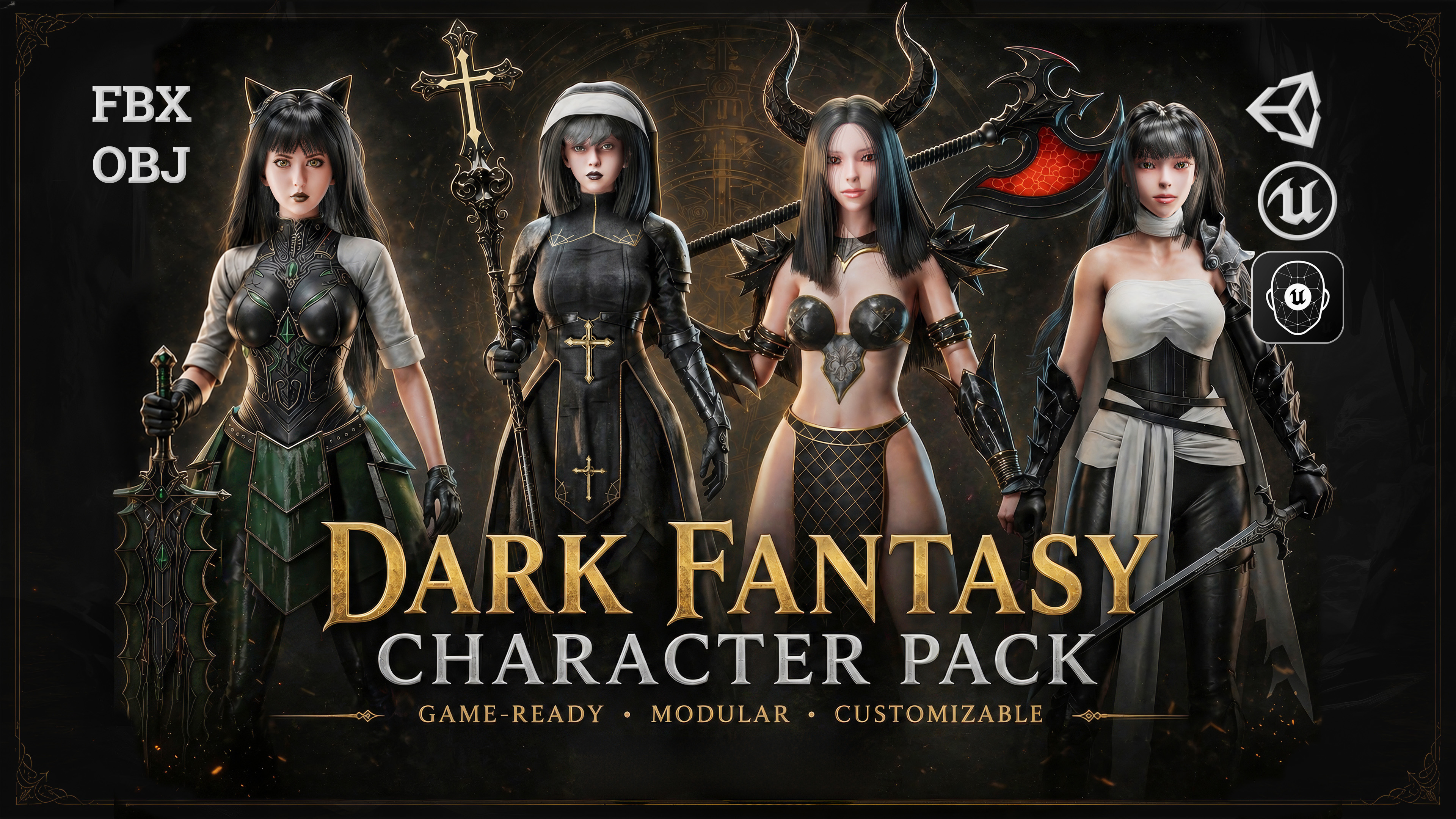 Dark Fantasy RPG Heroines – Modular Character Pack | Fab