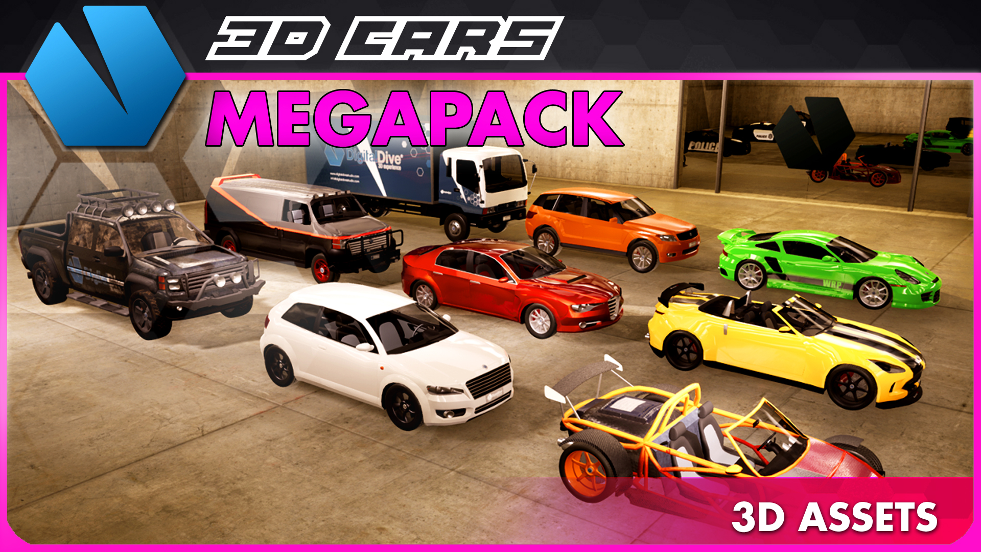 3D Cars: Essential Mega Pack - 9 CARS - 3D Assets | Fab