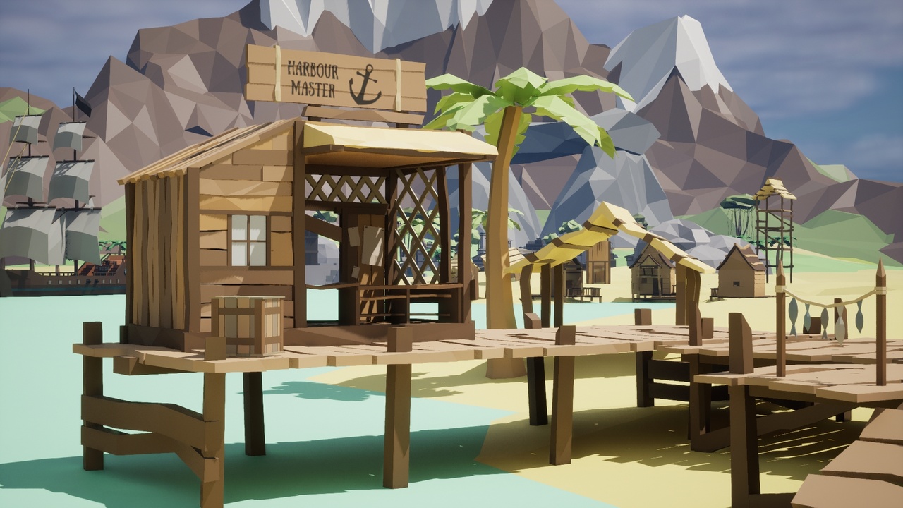 Media 1 for listing Low Poly Pirates Village Life of Tortuga Island Bay 3D Asset Pack