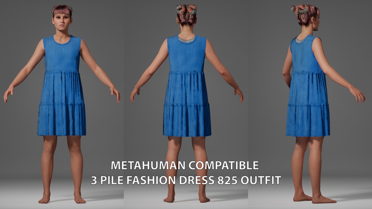 Media 1 for listing MetaHuman Compatible 3 Pile Fashion Dress 825 Outfit