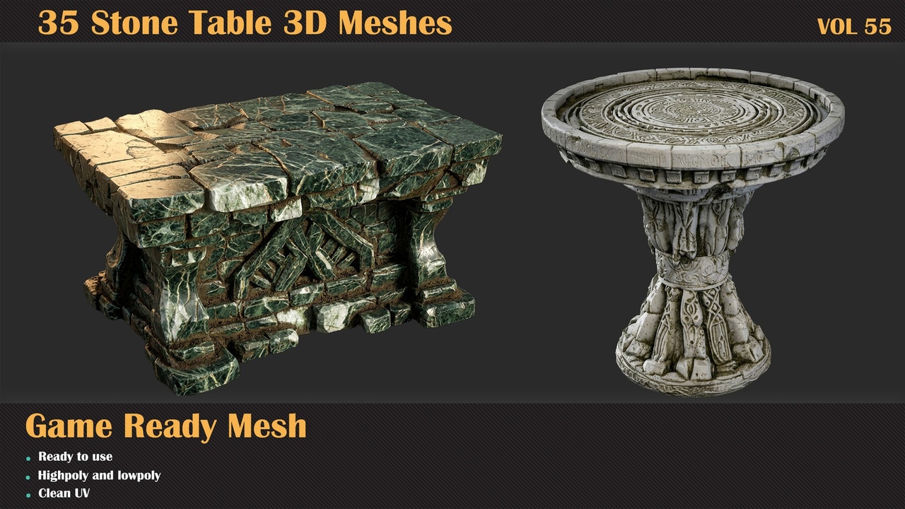 Media 1 for listing 35 Stone Table 3D Meshes - VOL55