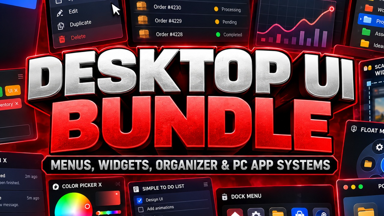 Media 1 for listing 🖥️ Desktop UI Bundle | Menus, Widgets, Organizer & PC App Systems