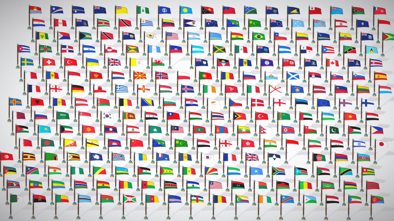 Media 1 for listing World Countries Flags Pack Toon Style Low Poly - All Country Flags - World Flags