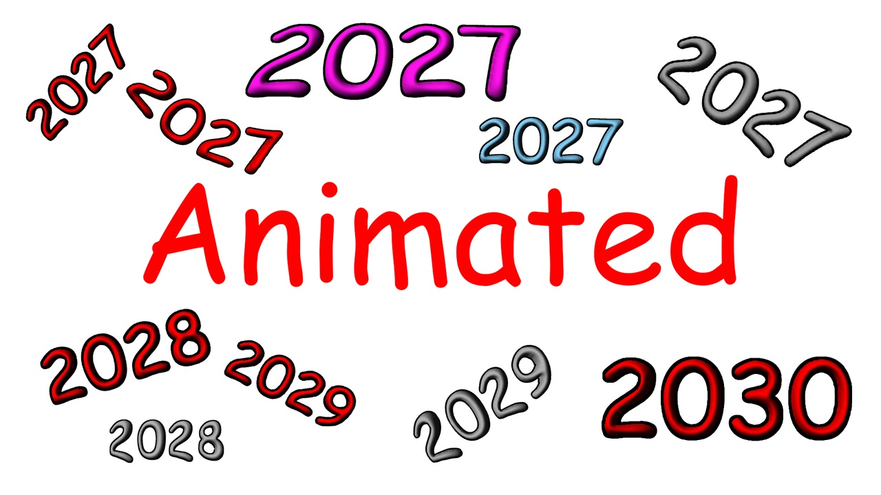 Media 1 for listing Stylized numbers 2027, 2028, 2029, 2030 - 2.5D