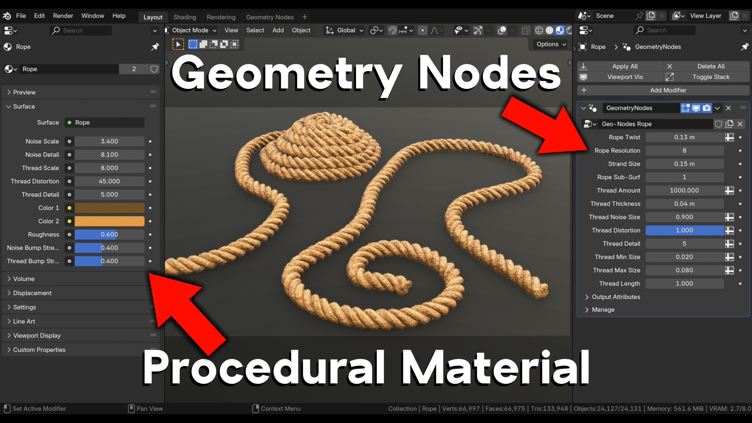 Media 1 for listing Customizable Rope - Geometry Nodes