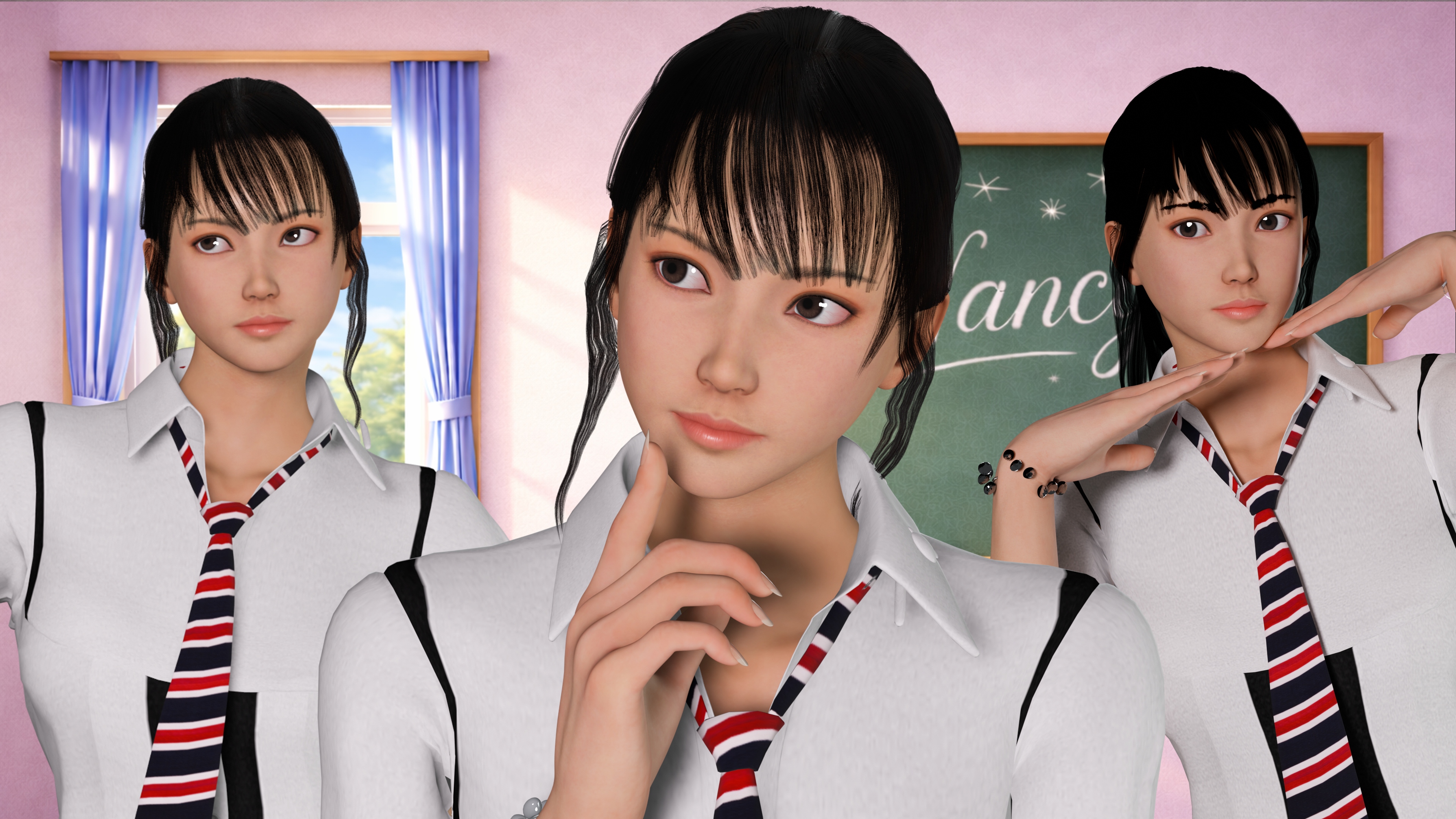 school girl -3d girl model - cute girl | Fab