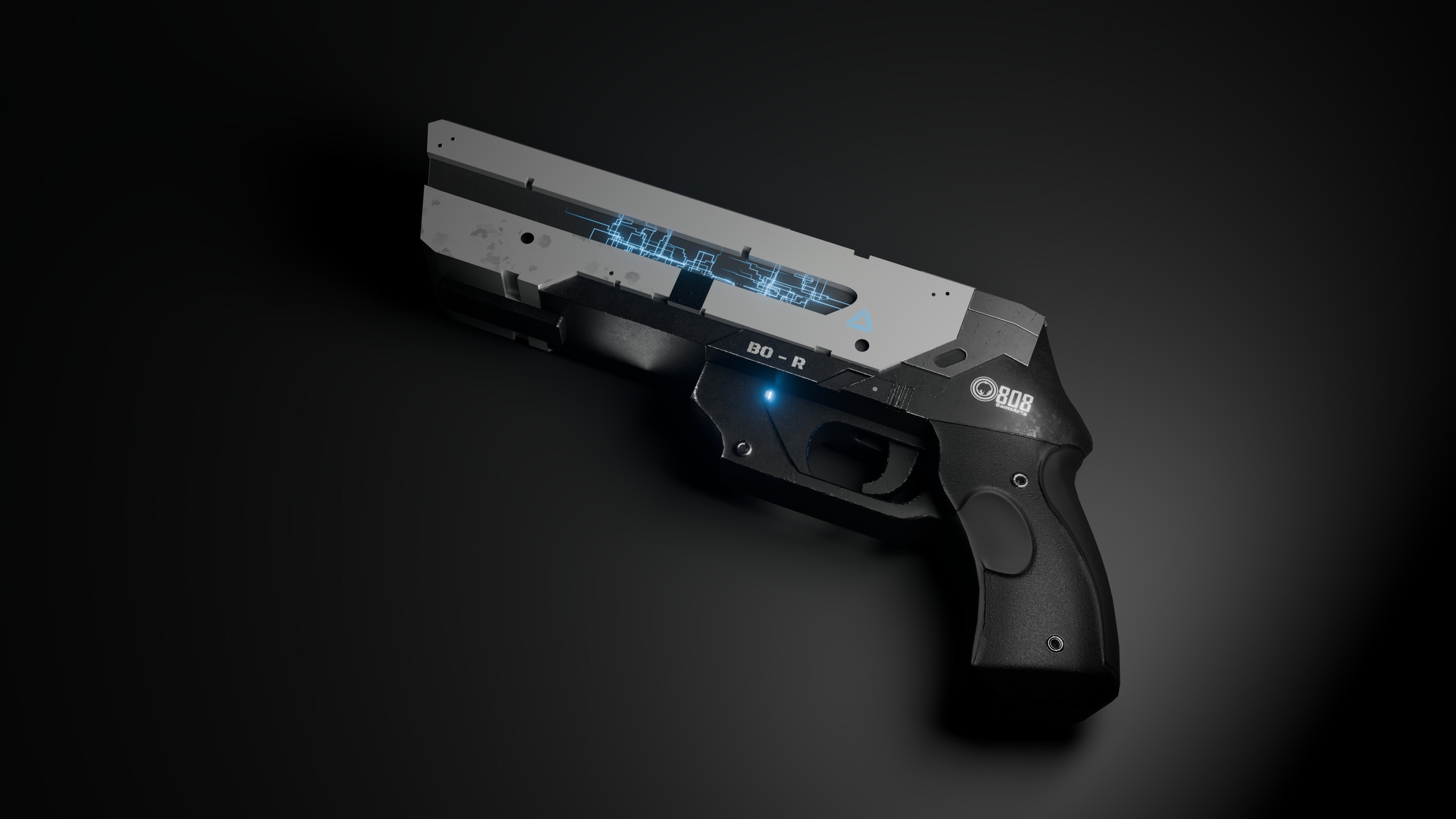 Media 1 for listing Futuristic Handgun - Sci Fi Pistol Low-poly 3D model (Rigged)