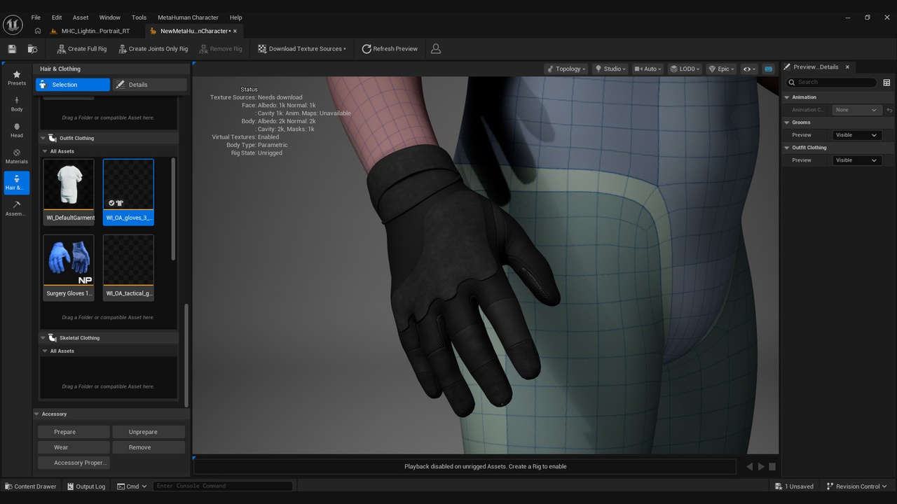 Media 1 for listing 3D Gloves Collection for Metahumans 1 - MHPKG