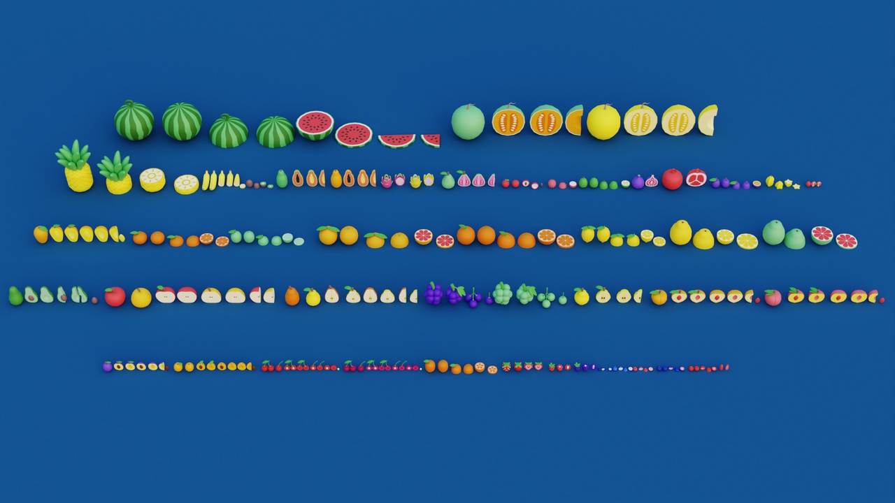 Média 1 pour l'article Cartoon Fruit Garden – Cozy Stylized 3D Asset Pack