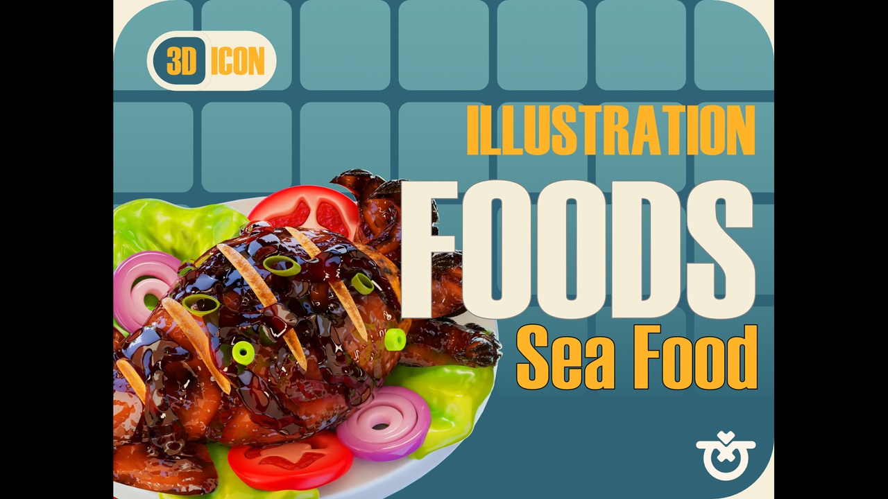 Media 1 for listing Sea Food 3D Icon Stylized