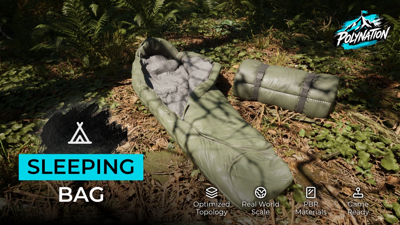 Media 1 for listing Camping Sleeping bag - 4x different colors  - PBR Game Ready