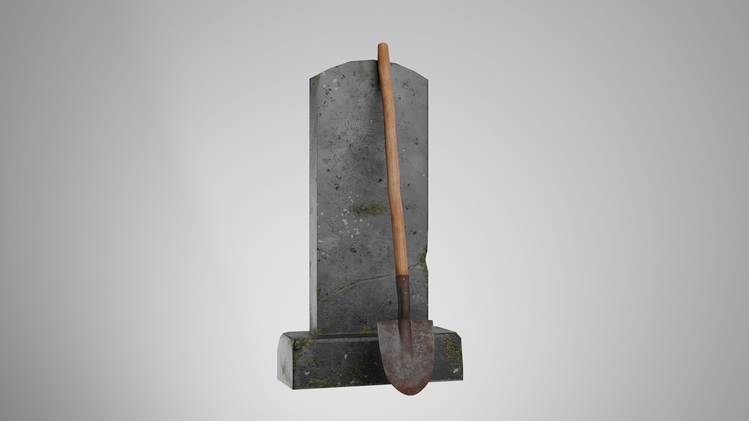 Media 1 for listing Graveyard Shovel Leaning Against Tombstone