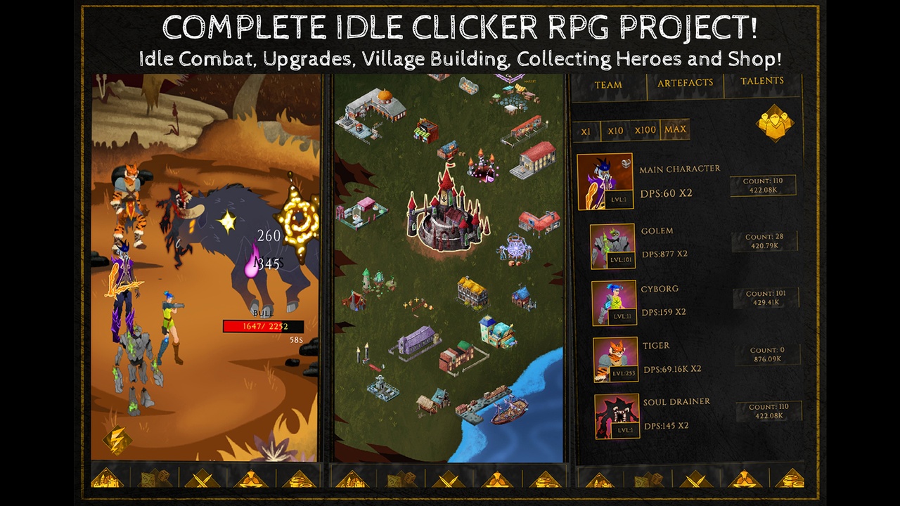 Media 1 for listing IDLE RPG CLICKER - Complete Game v1.2 (Mobile / PC)
