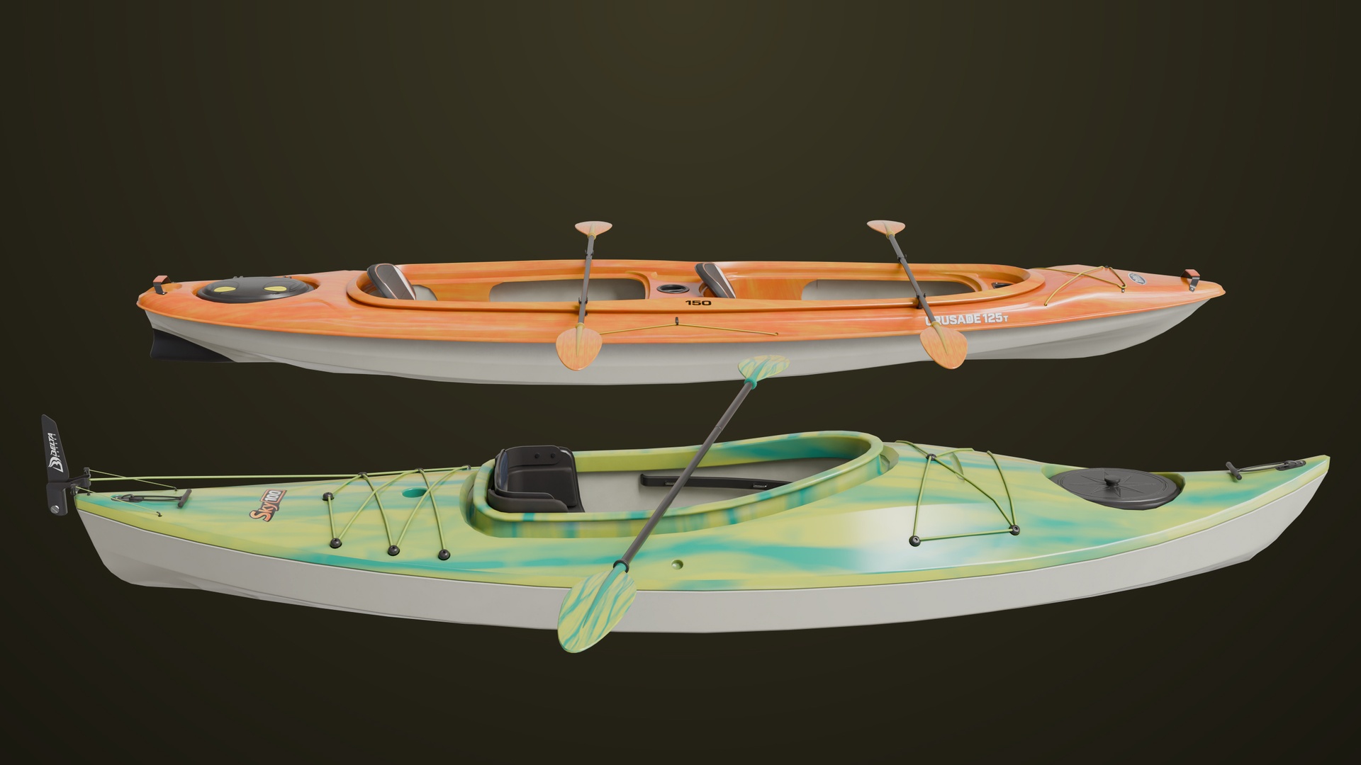 Media 1 for listing Kayak 01 Green and Orange Single Mat All PBR Unity UE Textures